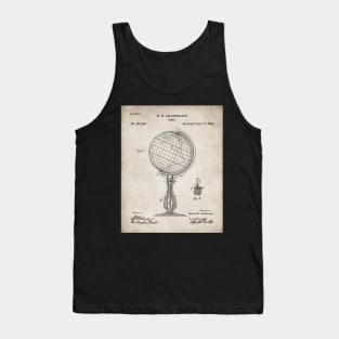 Atlas Globe Map Patent - World Traveler Teacher Classroom Art - Antique Tank Top